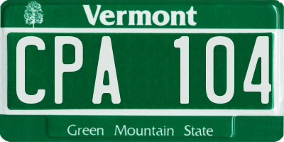 VT license plate CPA104
