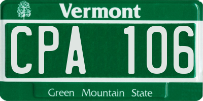 VT license plate CPA106