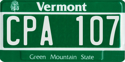 VT license plate CPA107