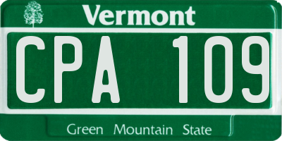 VT license plate CPA109