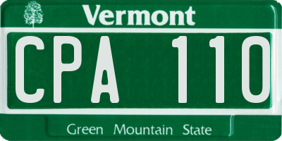 VT license plate CPA110