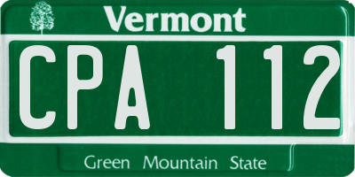 VT license plate CPA112