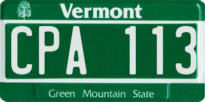 VT license plate CPA113