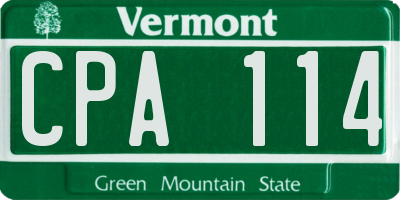 VT license plate CPA114