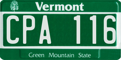 VT license plate CPA116