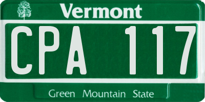 VT license plate CPA117