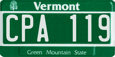 VT license plate CPA119