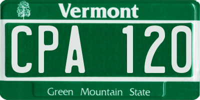 VT license plate CPA120