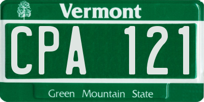 VT license plate CPA121