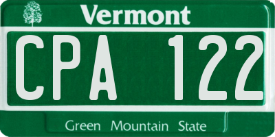 VT license plate CPA122