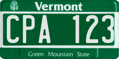 VT license plate CPA123