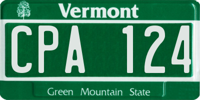 VT license plate CPA124