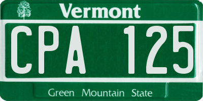 VT license plate CPA125
