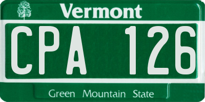 VT license plate CPA126