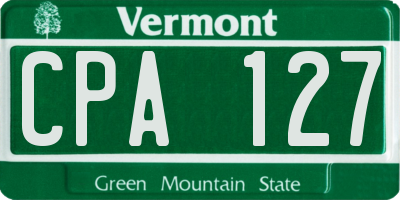 VT license plate CPA127