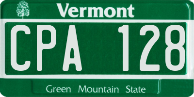 VT license plate CPA128