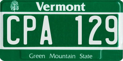 VT license plate CPA129