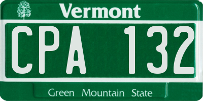 VT license plate CPA132