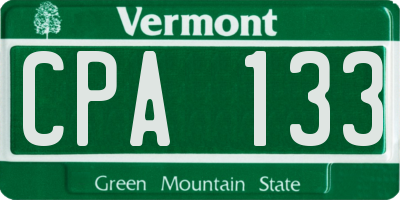 VT license plate CPA133