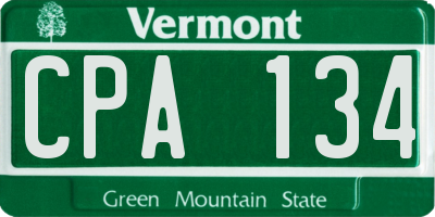 VT license plate CPA134