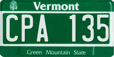 VT license plate CPA135