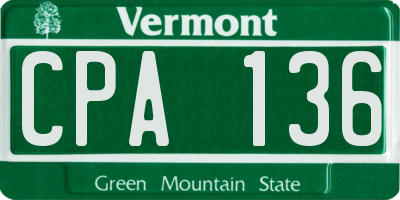 VT license plate CPA136