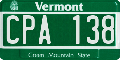 VT license plate CPA138