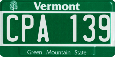VT license plate CPA139