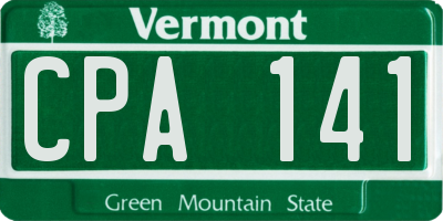 VT license plate CPA141