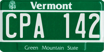 VT license plate CPA142