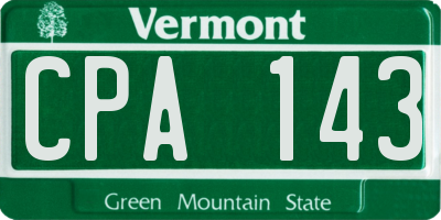VT license plate CPA143