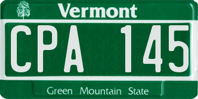 VT license plate CPA145