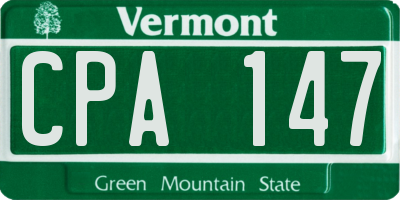 VT license plate CPA147