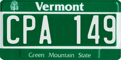 VT license plate CPA149