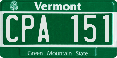 VT license plate CPA151