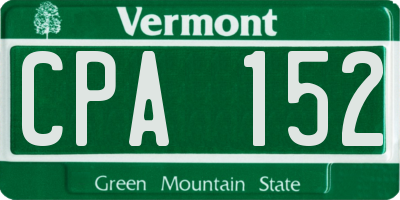VT license plate CPA152