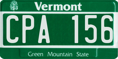 VT license plate CPA156