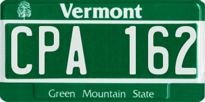 VT license plate CPA162