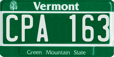 VT license plate CPA163