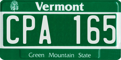 VT license plate CPA165