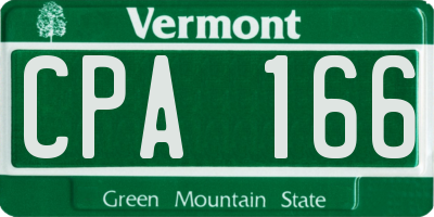 VT license plate CPA166