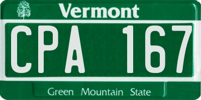 VT license plate CPA167