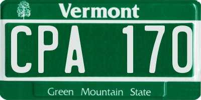 VT license plate CPA170