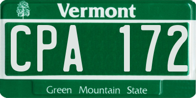 VT license plate CPA172