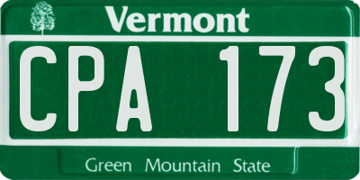VT license plate CPA173