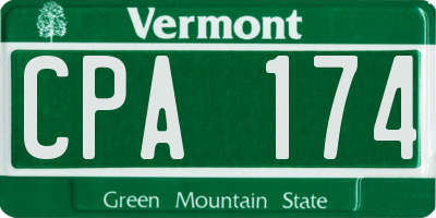 VT license plate CPA174