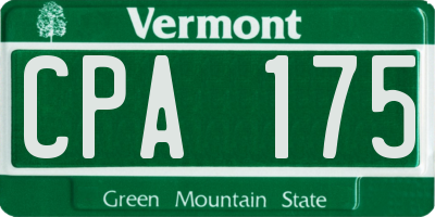 VT license plate CPA175