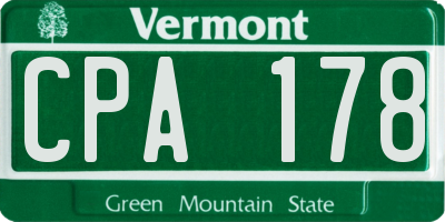 VT license plate CPA178