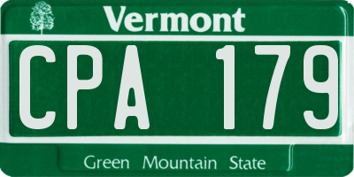 VT license plate CPA179