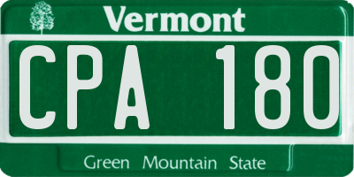 VT license plate CPA180